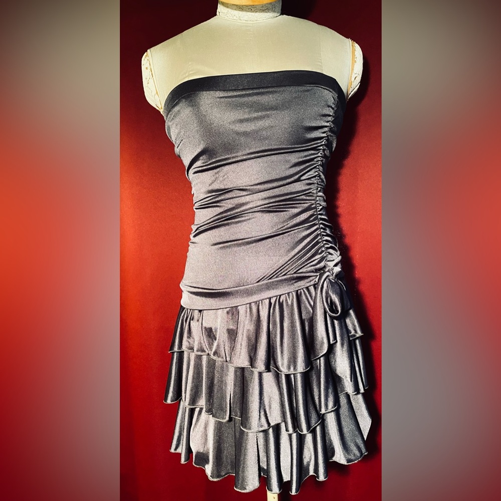 BCX Silver Gray Ruched Ruffled Bodycon Dress